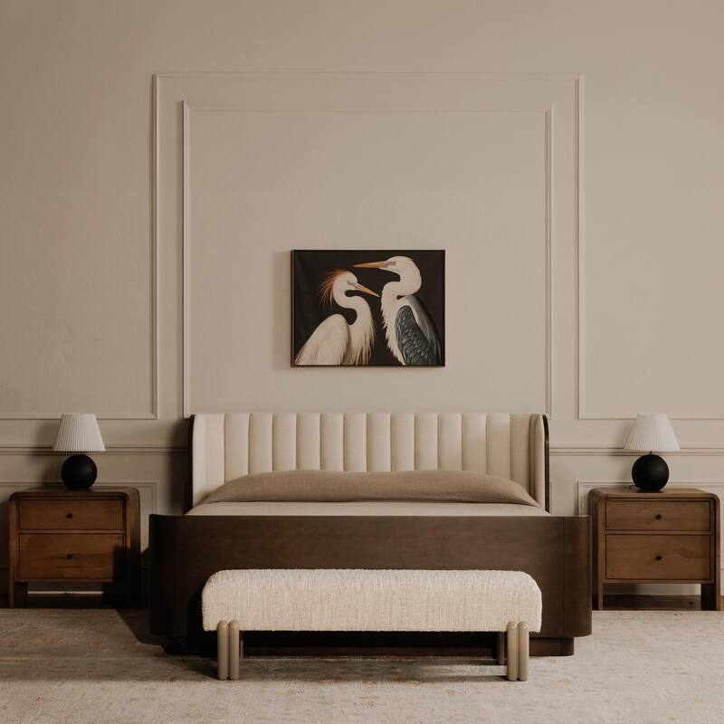 NADAAL STUDIOS Jessamine, Bench With Textured Boucle Upholstery - 55.9"W x20.5"D x16.5"H