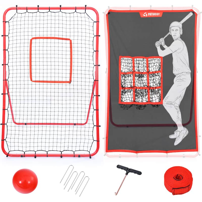 2-in-1 Adjustable Rebounder & Pitching Net for Baseball and Softball - Bounce Back Training