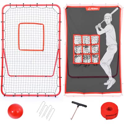2-in-1 Adjustable Rebounder & Pitching Net for Baseball and Softball - Bounce Back Training