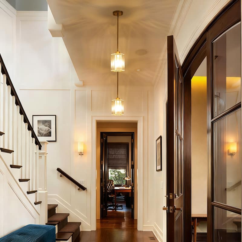 1-Light Crystal Pendant Lighting Fixtures for Sloped Ceiling