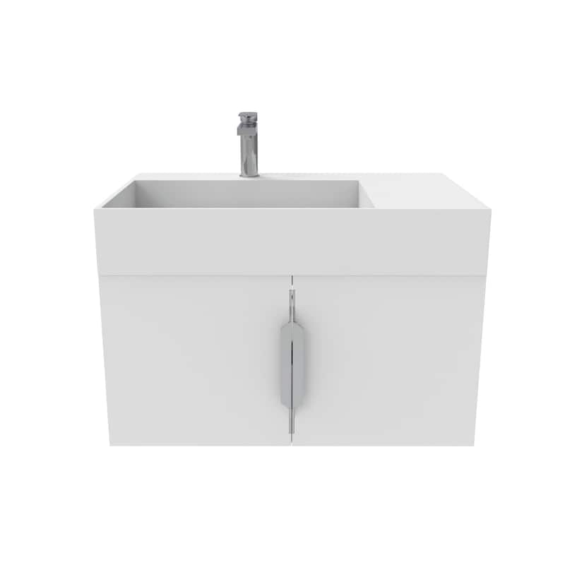 Amazon 30" Wall Mounted Bathroom Left Basin Vanity Set w/ White Top