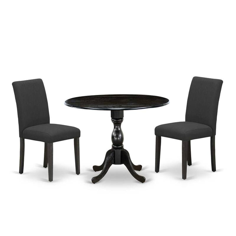 3-Piece Wirebrushed Black Solid Wood Top - Dining Room Set (Seats-4)