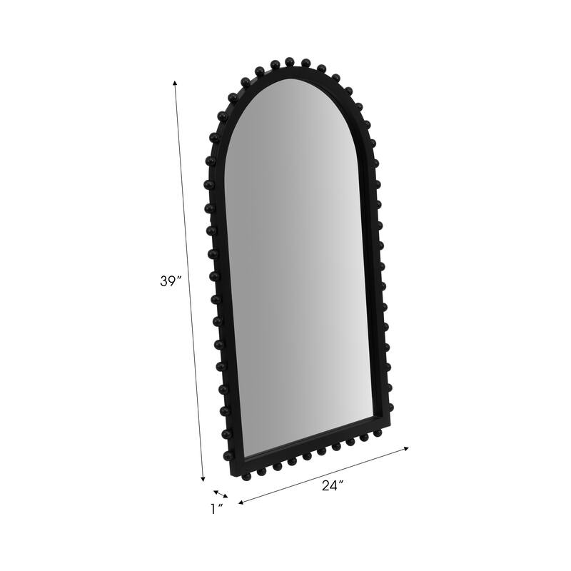 Sagebrook Home Wood, Beaded Arch Mirror, Arch, Solid Color, Quazt and Pine wood Mirror