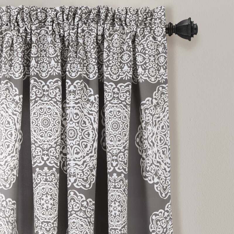 Lush Decor Stripe Medallion Room Darkening Curtain Panel Pair