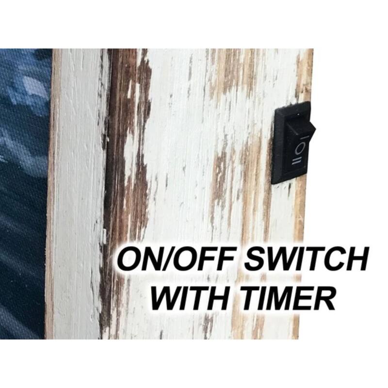 White Blue "The Chapel" LED Christmas Framed Wall Decor 24"x18"