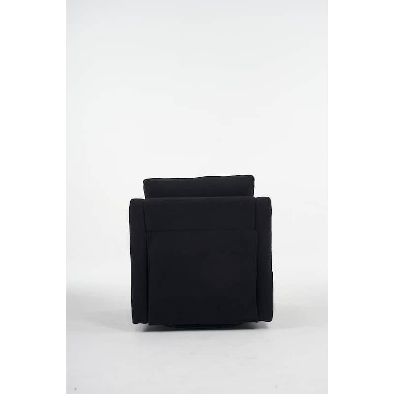 Teddy Upholstered Swivel Accent Chair, Single Sofa Chair with High Backrest, Lounge Armchair with Metal Base & Side Pocket