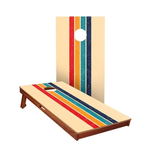 slide 2 of 5, Retro Stripes All-Weather Cornhole Boards NO Bags - Add Board Lights