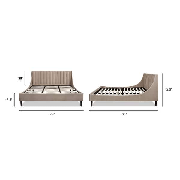 dimension image slide 15 of 23, Aspen Vertical Tufted Upholstered Platform Bed