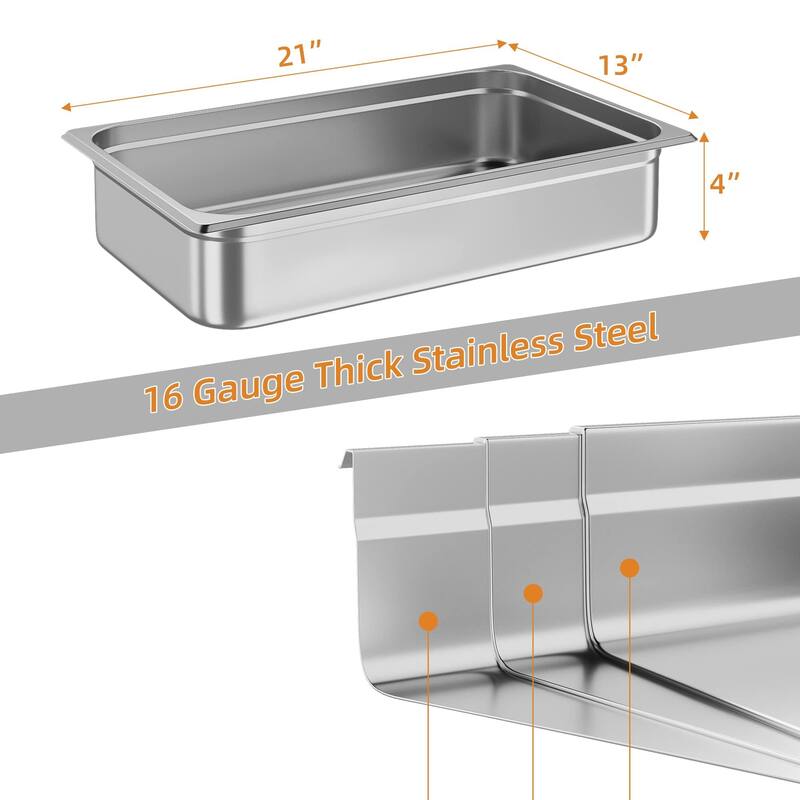6 Pack Hotel Pan 2.5" Deep Steam Table Pan Full Size Restaurant Pans Commercial