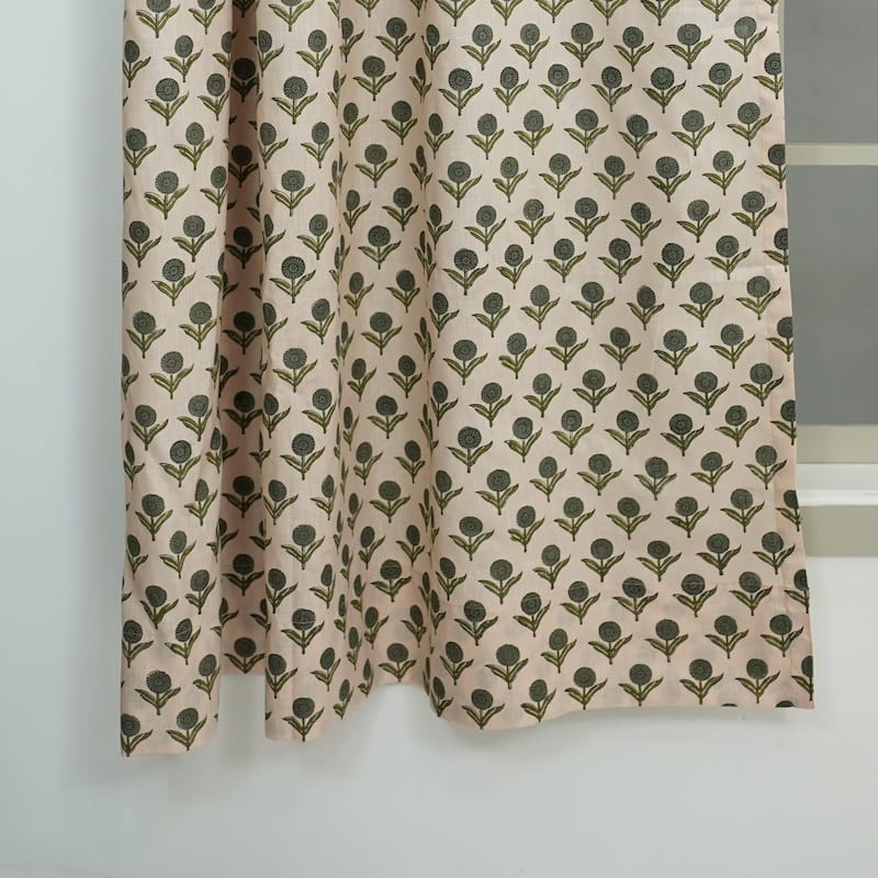 Fabdivine Block Print Curtain or Drape Decorative Home Accent Bed or Living Room