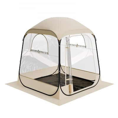 Beige-Transparent-Black Pop-Up Sports Tent TPU Fabric Steel Frame - 62.99 × 62.99 × 71.65 in