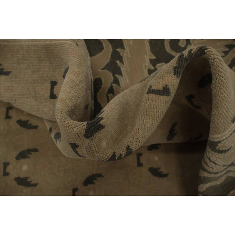 Hand Knotted Oriental 100% Wool Carpet Traditional All-Over Brown Ziegler Area Rug - 14' 9'' X 9' 11''