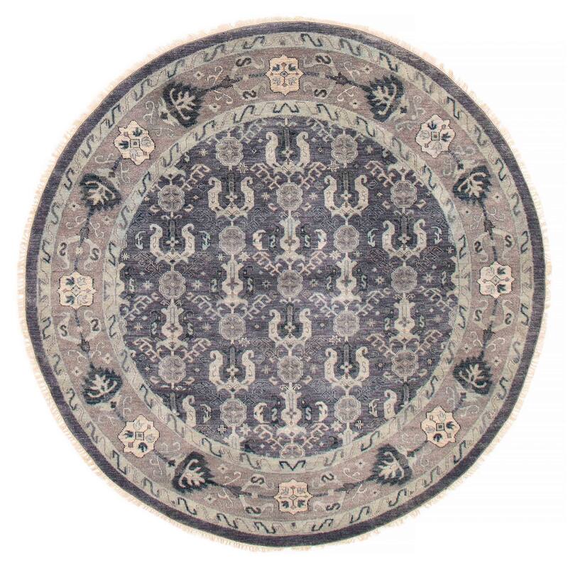 ECARPETGALLERY Hand-knotted Finest Agra Jaipur Dark Grey Wool Rug - 7'9 x 7'9 - Dark Grey - 7'9 x 7'9