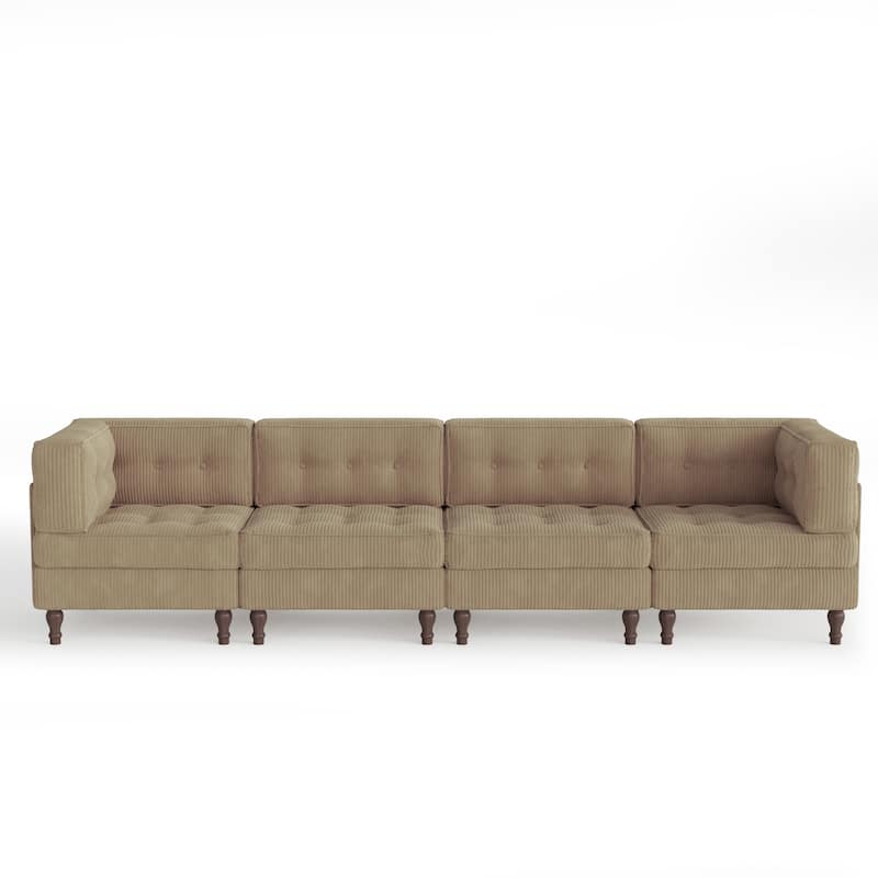 UIXE 4-Piece Corduroy Upholstered Modular Sectional Sofa for Living Room