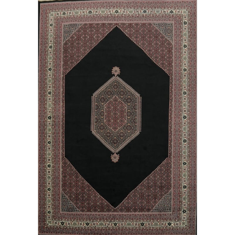 Hand Knotted Oriental 100% Wool Carpet Traditional Geometric Black Bidjar Area Rug - 17' 10'' X 12' 1''