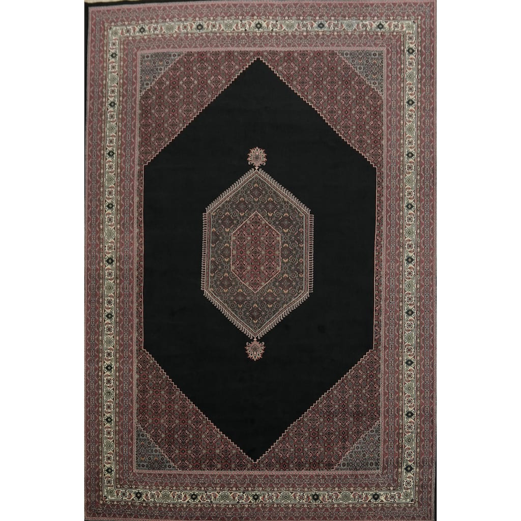 Hand Knotted Oriental 100% Wool Carpet Traditional Geometric Black Bidjar Area Rug - 17' 10'' X 12' 1''