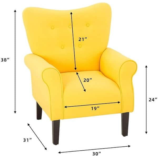 dimension image slide 7 of 12, EROMMY Wing back Arm Chair, Upholstered Fabric High Back Chair with Wood Legs
