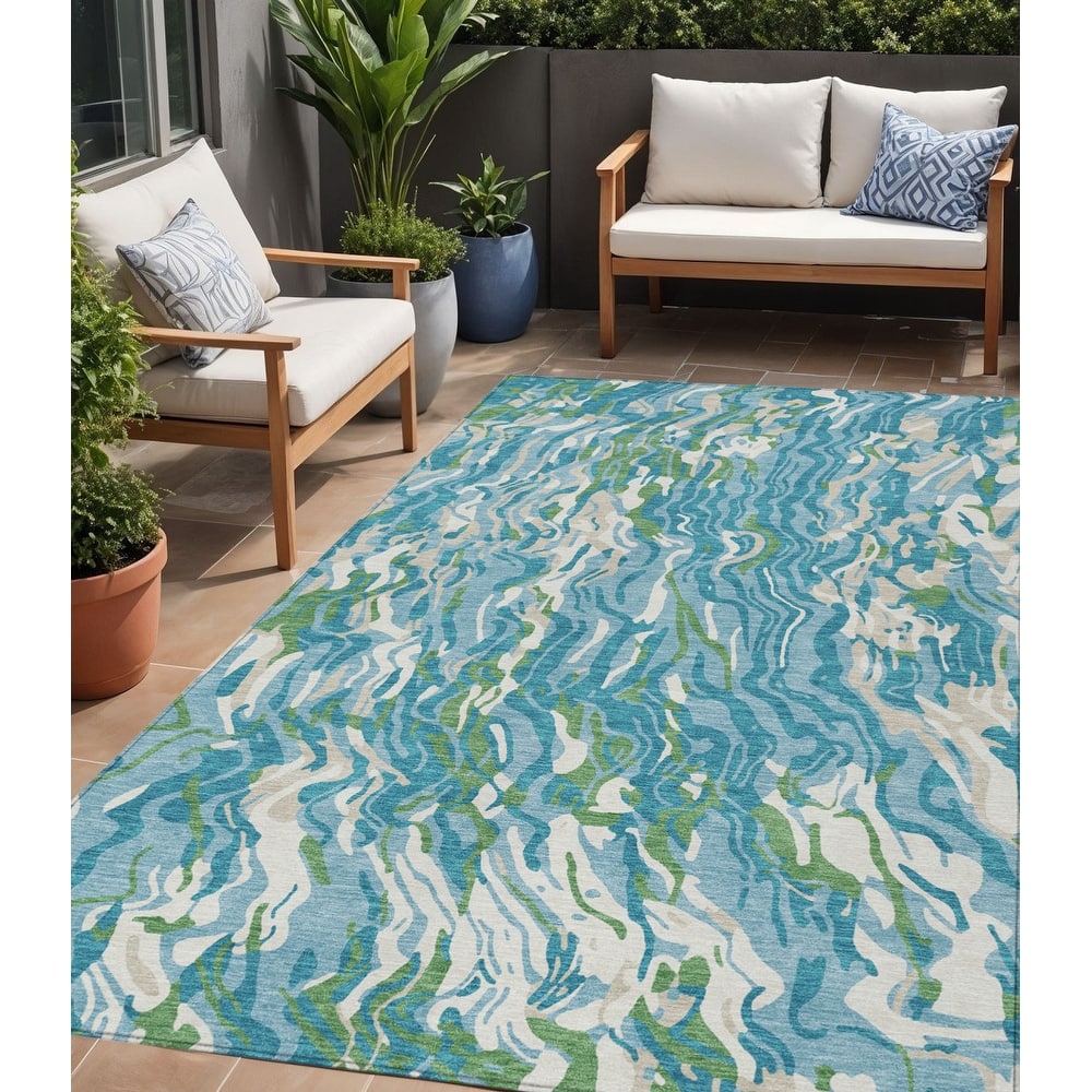HomeRoots Abstract Transitional Rectangle Outdoor Rug