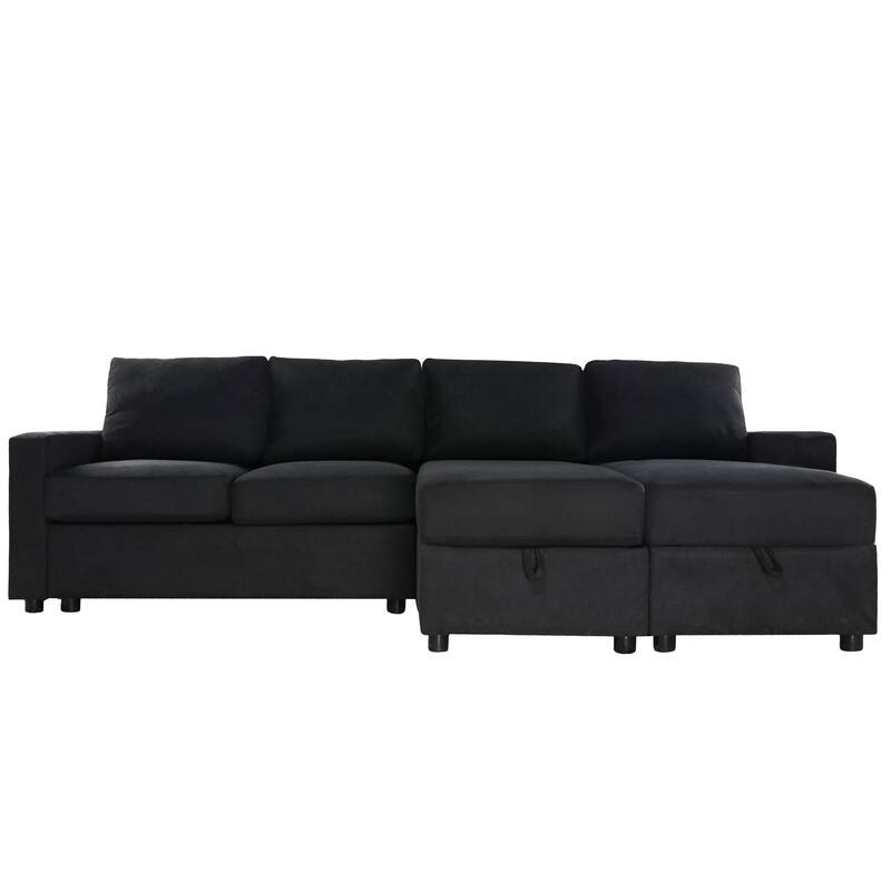 103.9" Polyester U-Shaped Sectional Sofa with 2 Storage Chaises & 4 USB Ports