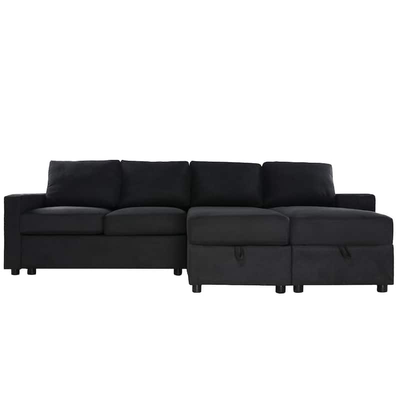 103.9" Sectional Sofa Convertible Sectional Sofa, U-shaped Sofa with Two Storage Chaise Lounges and Four USB Ports