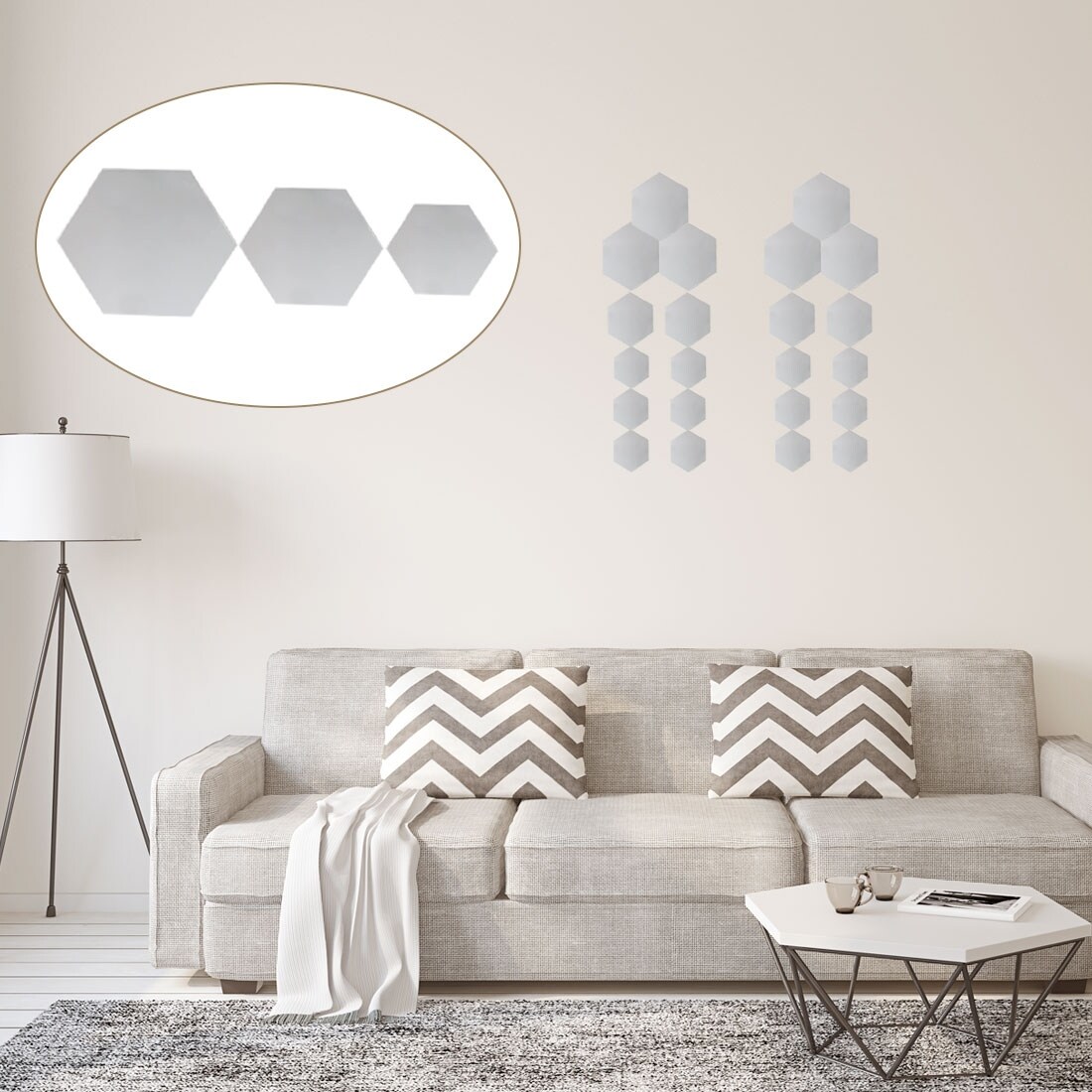 Shop Mirror Wall Sticker Hexagon Shape 12 Pcs For Living Room