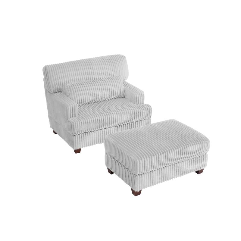 36" W Upholstered Chaise Lounge Oversized Accent Chair with Ottoman