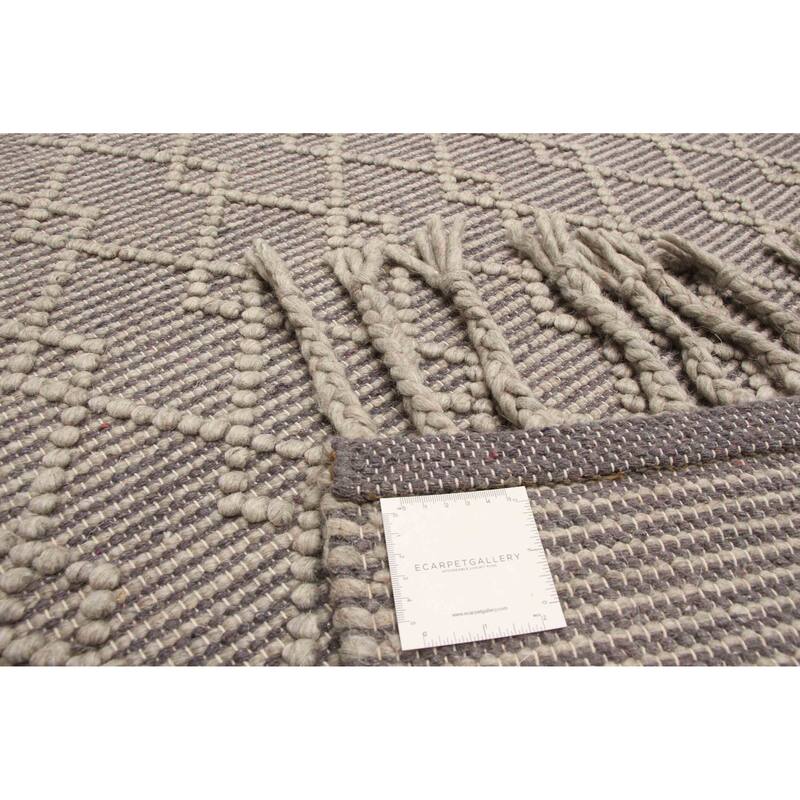 ECARPETGALLERY Braid weave Sienna Grey Wool Rug - 5'1 x 8'2