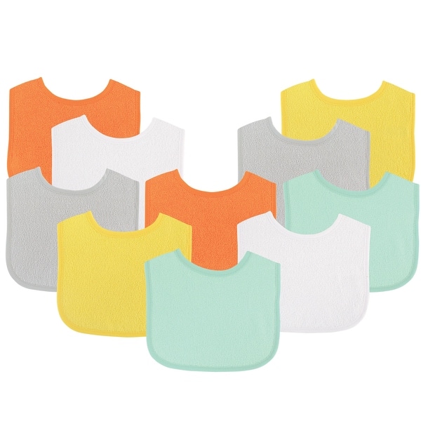 slide 1 of 1, Luvable Friends Baby Cotton Terry Bibs 10pk, Neutral Solid, One Size - Neutral Solid - One Size One Size - Neutral Solid