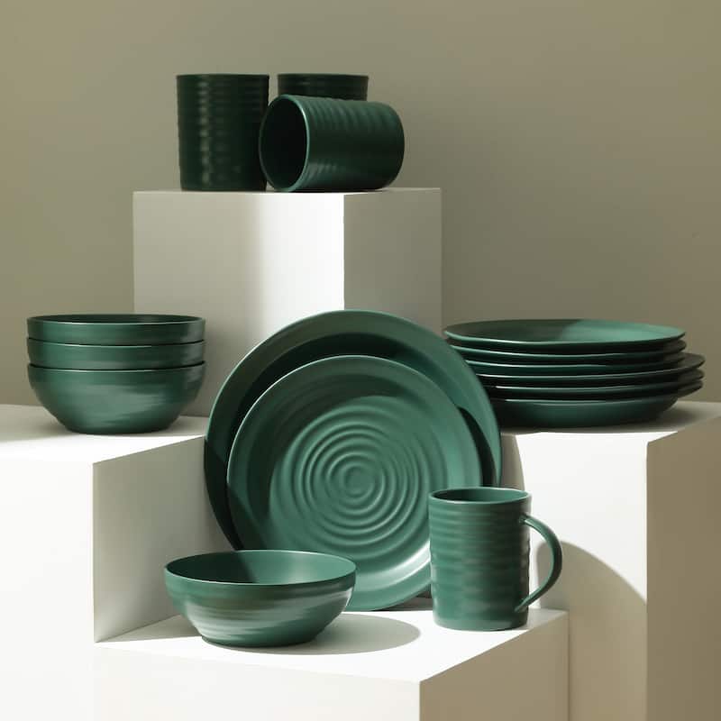 Stone Lain Orbit Stoneware Dinnerware Set - Green - 16 Piece