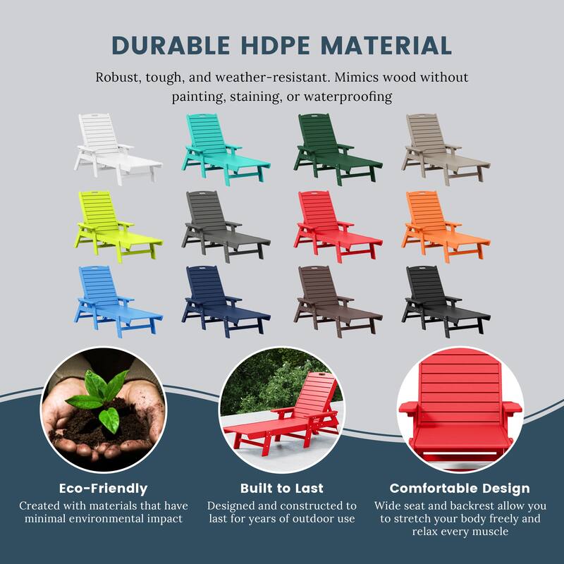 Laguna Hdpe All Weather Outdoor Patio Pool Reclining Chaise Lounge