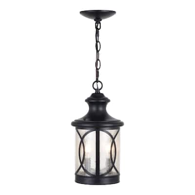 Magnolia 2 Light Oil Rubbed Bronze Outdoor Pendant with Clear Cylinder Glass - 7.5-in. W x 14.25-in. H x 7.5-in. D
