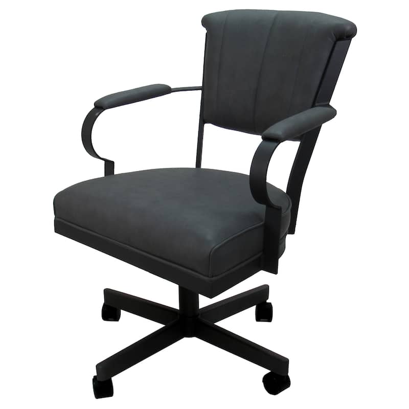 Miami Swivel Metal Caster Chair on Reading Base - 18" High Seat - Grey Vinyl - Grey