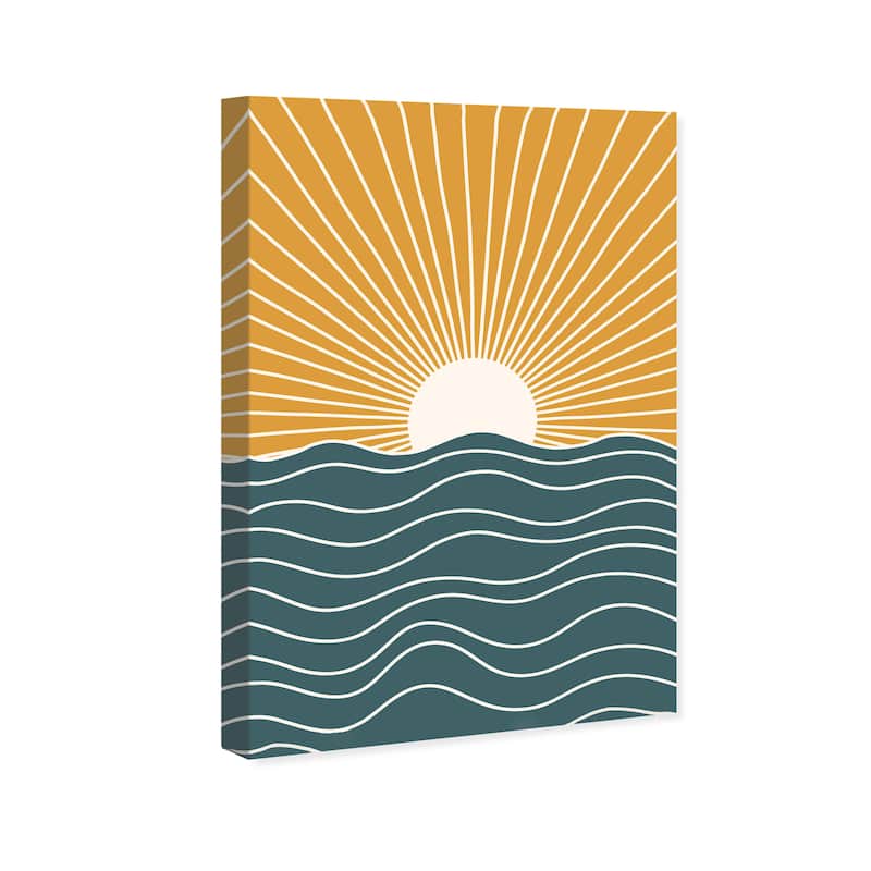 Wynwood Studio Canvas Nautical and Coastal Sun from early Gold and Dark Blue Nautical & Coastal Wall Art Canvas Print