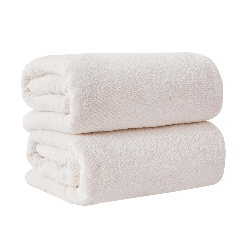 100% Cotton Acacia Collection Ultra Absorbant Popcorn Bath Towels - Bath Sheet (Pack of 2) - Ivory