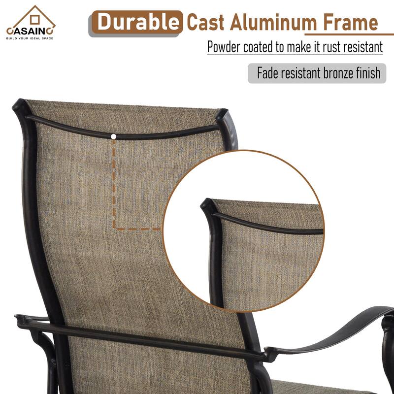 Cast Aluminum 5-Piece Outdoor Patio Dining Set with Textilene Chairs