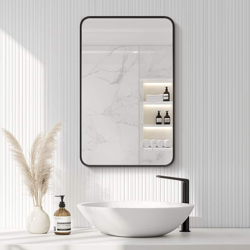 Talayuela Rectangular Aluminum Framed Medicine Cabinet with Mirror