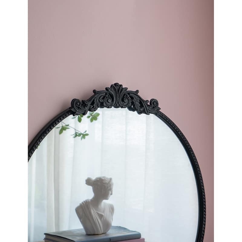 30" x 32" Classic Design Round Mirror with Baroque Inspired Frame