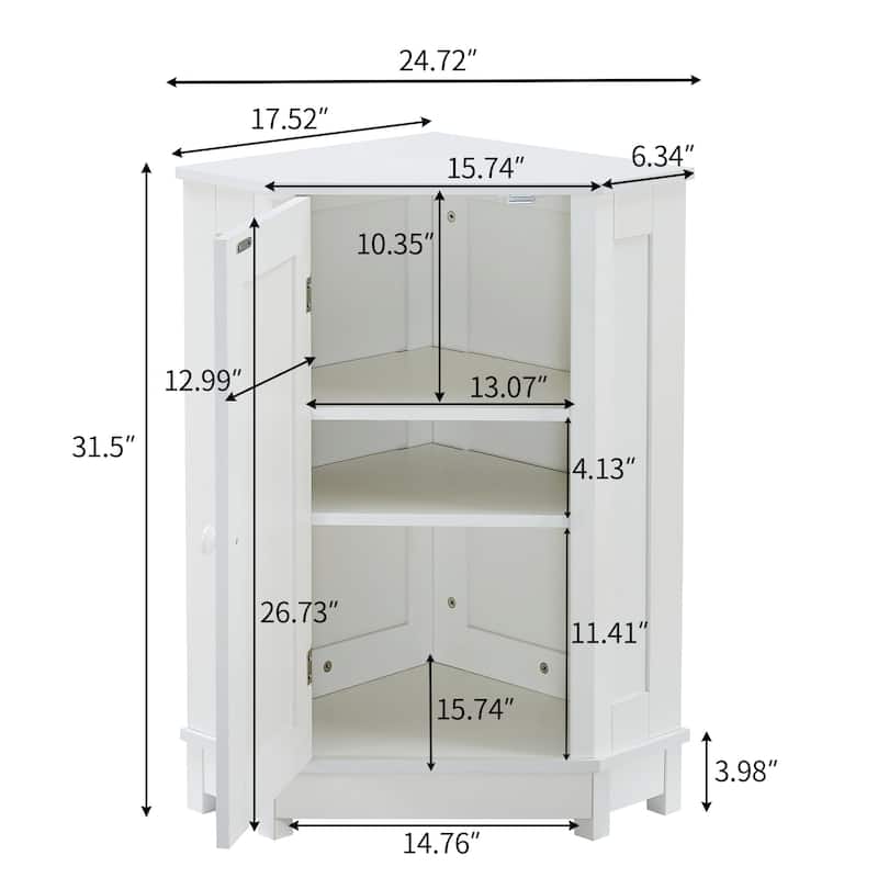 31" Wood 1-door Bathroom Cabinet with Interior Shelves