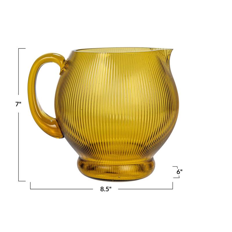 Ribbed Glass Amber Color - 8.1"L x 5.5"W x 7.3"H