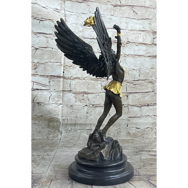 Angel Goddess Holding Victory Torch Hot Cast Bronze Sculpture Statue Art Deco By Moreau