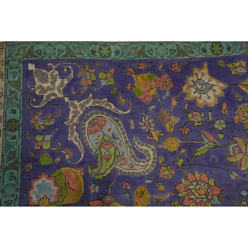 Hand Knotted Oriental 100% Wool Carpet Traditional Floral Purples Tabriz Area Rug - 12' 8'' X 9' 8''