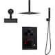 Dual Heads 12" Rainfall & High Pressure 6" Shower System w/ 3 Way Thermostatic Faucet - Matte Black - Matte Black