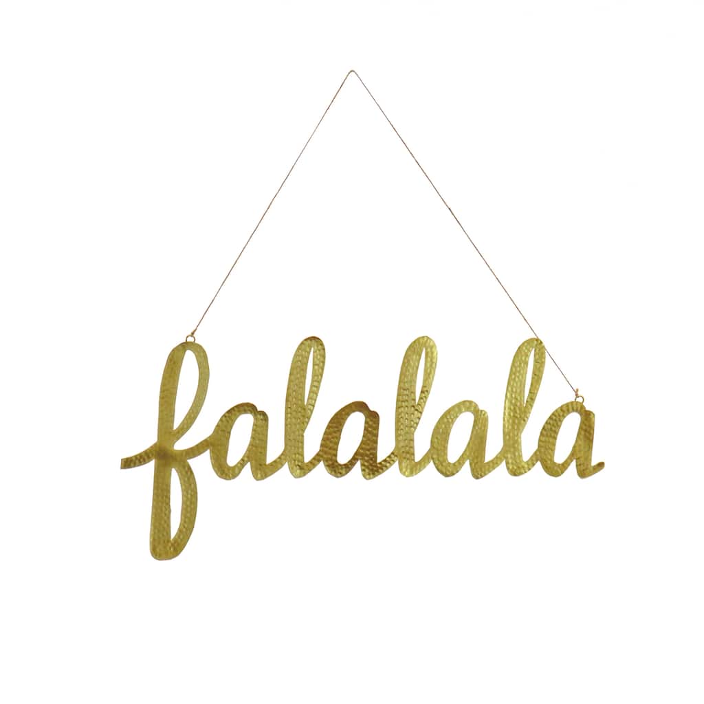 National Tree Company 19 in. HGTV Home Collection "FALALALA" Metal Sign with Gold Finish - 19 in