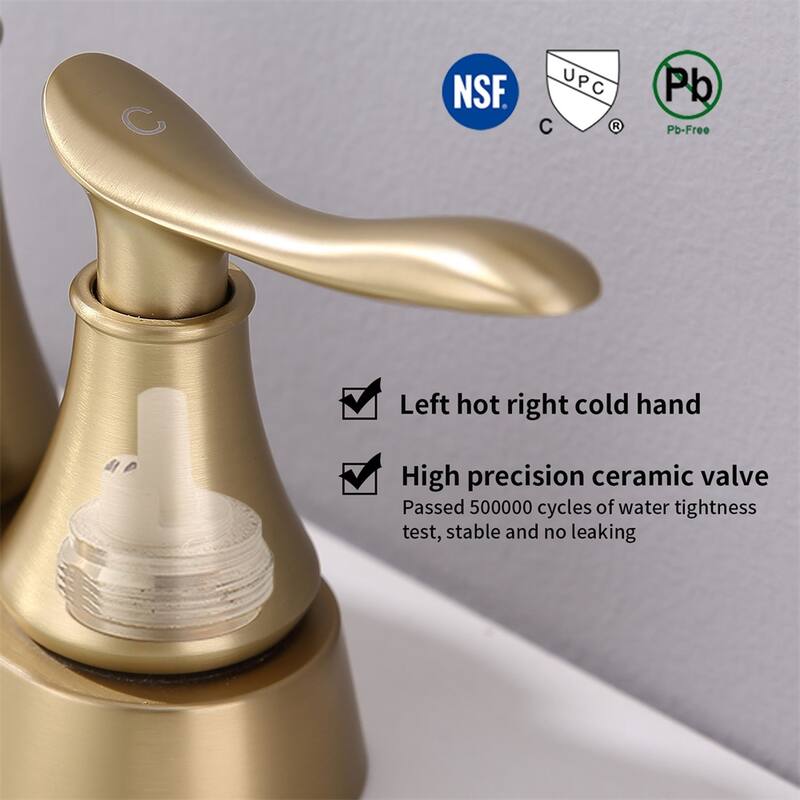 Bathroom Faucet Brushed Gold with Pop-up Drain & Supply Hoses 2-Handle