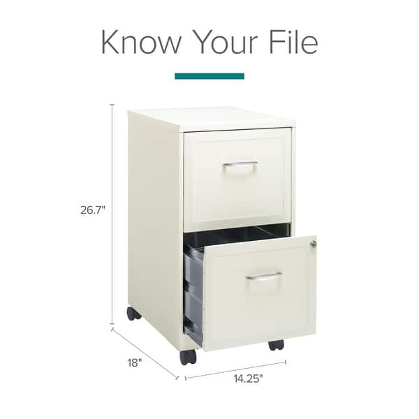 Vertical Mobile File Cabinet, 2 Letter-Size File Drawers, Pearl White, 14.25 Vertical Mobile File Cabinet, 2 Letter-Size File Drawers, Pearl White, 14.25
