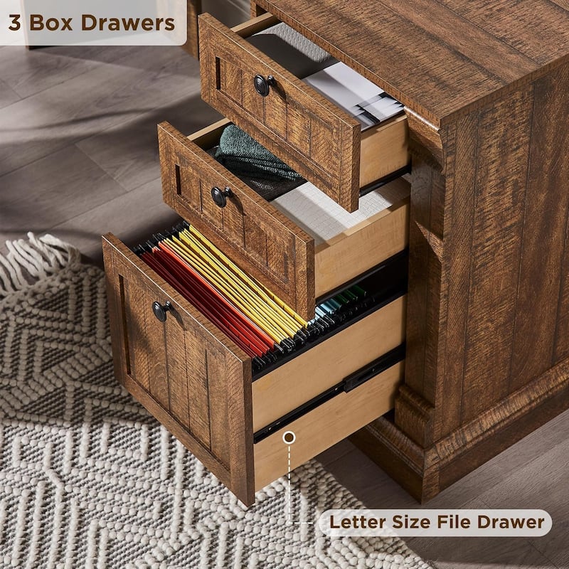 Farmhouse Computer Desk with Hutch, Wood Home Office Desk