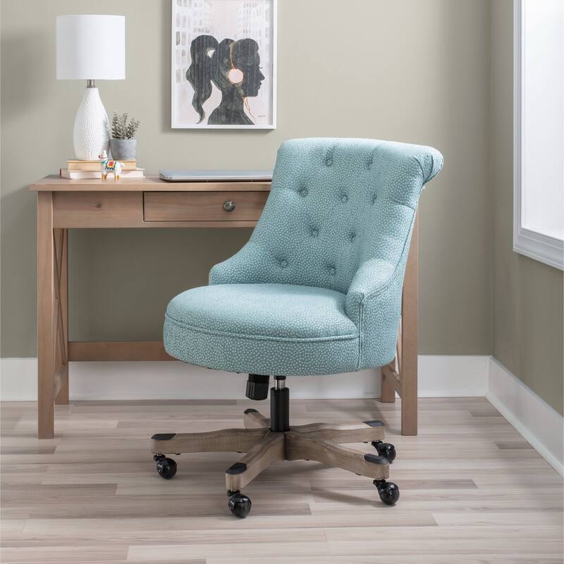 Tufted Plush Office Chair - 39.75" - Blue and Brown