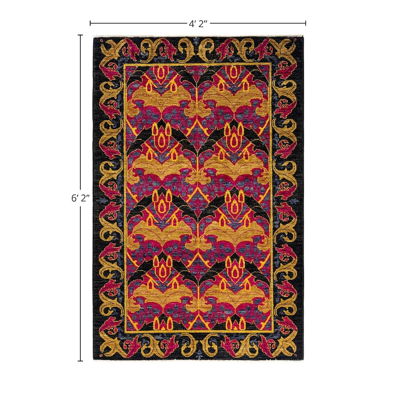 Overdyed, One-of-a-Kind Hand-Knotted Area Rug - Pink - 4' 2" x 6' 2"
