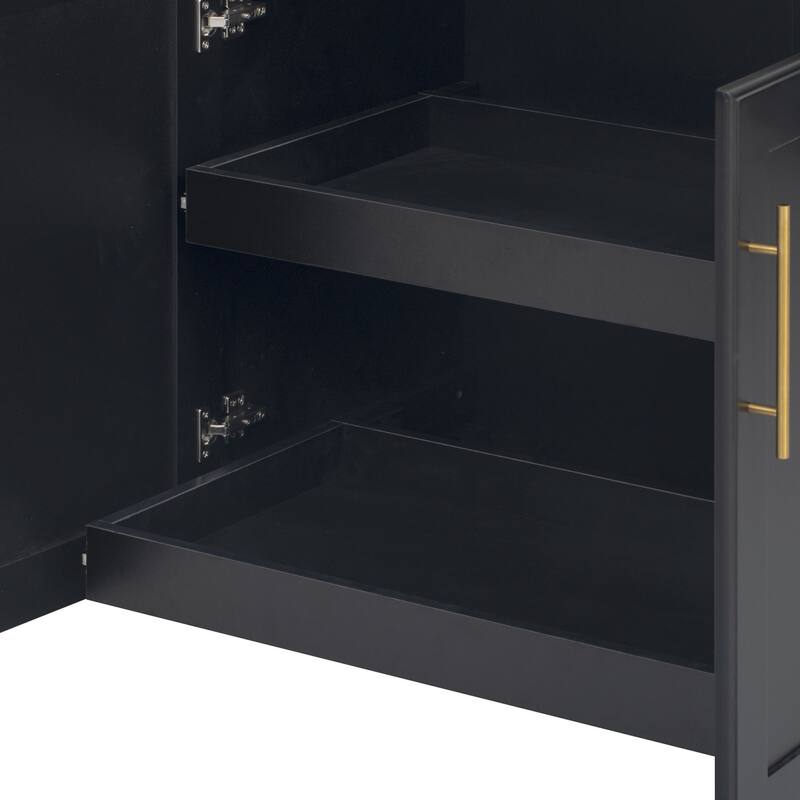 59.3" Rolling Kitchen Island with Storage 2 Pull Out Cabinet Organizers & Rubber Wood Drop Leaf,Trash Can Storage,Power Outlet