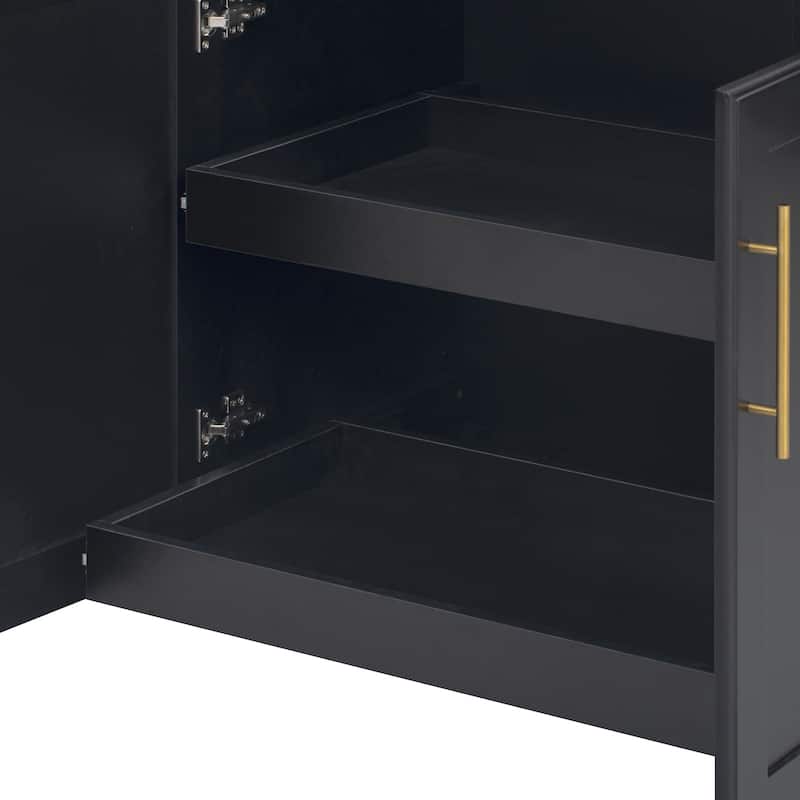 Rolling Kitchen Island Cart with 2 Pull Out Cabinet Organizers, Drop Leaf, Trash Can Storage, Power Outlet, Spice, Towel Rack